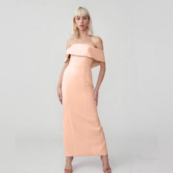 Fame and Partners Cream Column Dress Coctail Formal Wedding - Picture 1 of 5